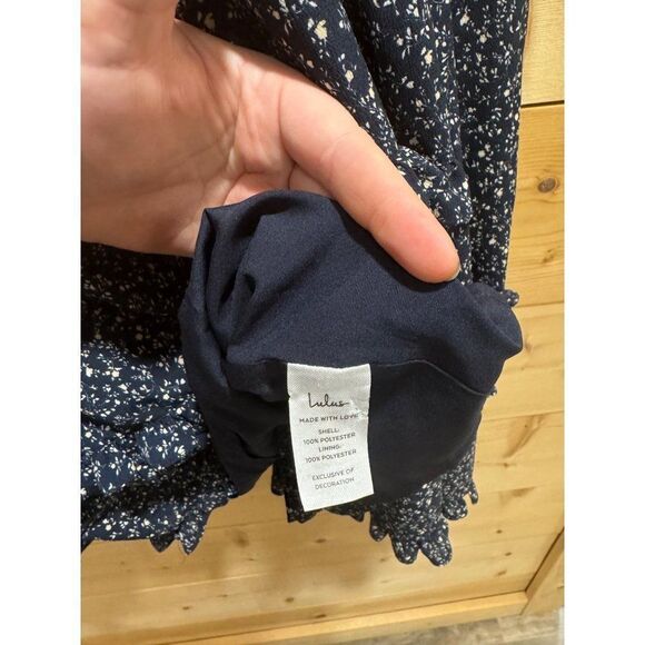 Lulu's Blue White Floral Ruffled Long Sleeve Mini Dress - Picture 5 of 8